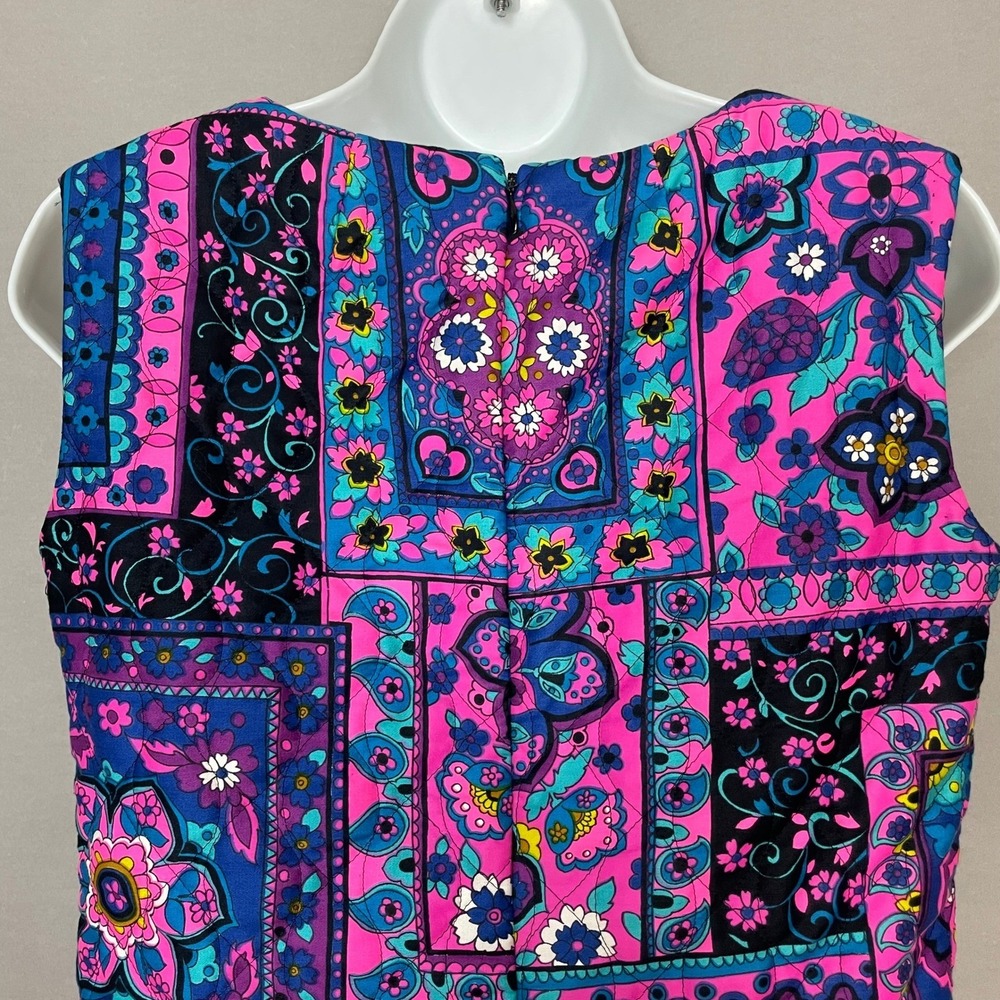 Vintage 70s Top Psychedelic Quilted Sleeveless Patchwork Print Women Boxy Hippie - Picture 5 of 15
